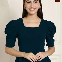 Tromko Women Solid Puff Sleeve Top-image-39