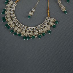 Divisha Gold-Plated Stone Studded & Beaded Jewellery Set-image-60