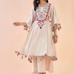 GRIVA ENTERPRISE Women Ethnic Motifs Embroidered Cotton A-Line Kurta with Palazzo-image-8