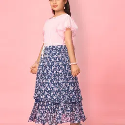 BAESD Floral Print Flutter Sleeve Georgette Maxi Dress-65