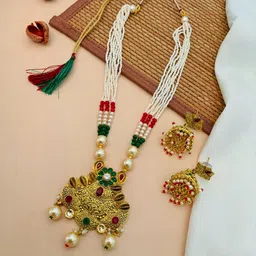 Anouk Elegant Gold Plated Multicolor Long Necklace Set-picture-1
