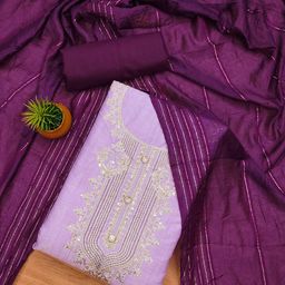 LeeliPeeri Designer Embroidered Viscose Rayon Unstitched Dress Material-image-64