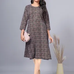SIMPLYETHNIC Floral Printed Round Neck Straight Kurta-56