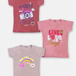 Here&Now X Game Begins Girls Pack Of 3 Assorted Printed Pure Cotton T-shirts-18