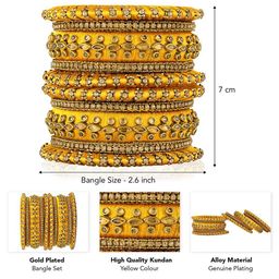 Peora Set Of 10 Gold-Plated Kundan-Studded Bangles image 2