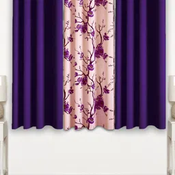 Lunar Days Purple Set of 3 Floral Room Darkening Window Curtain-image-96