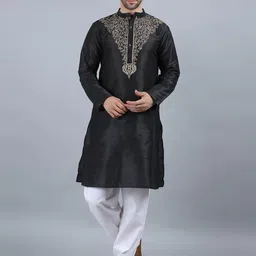 Arch element Floral Yoke Design Band Collar Thread Work Straight Kurta-picture-25