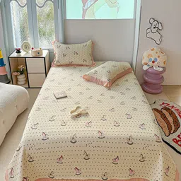 JC HOME Conversational Printed 162 TC Double Superking Bed Cover With Pillow Covers-image-71