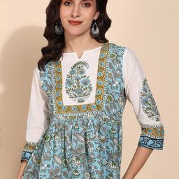 Asami Floral Print Cotton Peplum Top-picture-18