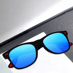 SPADEACES Unisex Square Sunglasses with Polarised and UV Protected BLUE BLACK WAYFARAR-45-picture-22