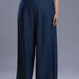 Turning Blue Women Knitted Palazzos-image-90