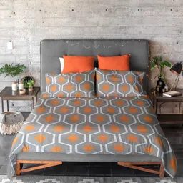 HARYANA HOOPS Grey & White Geometric Printed 220 TC Queen Bedsheet Set 2.25 m x 2.50 m-image-27