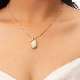Estailo fashion Gold-Plated Gemstone-Studded Pendant With Chain-image-66