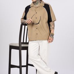Eszett Spread Collar Oversized Cotton Casual Shirt-image-62