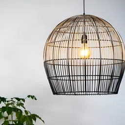 Claymango CageGlow Brown Textured Spherical Shaped Hanging Pendant Wooden Ceiling Lamp-32