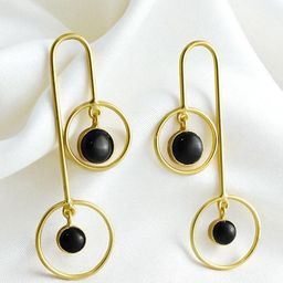 TISHUL JEWELS Gold-Plated Artificial Stones Studded Circular Drop Earrings-image-87