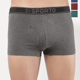 Sporto by Macho Pack Of 4 Combed Cotton Short Trunks Sprto_M1022-A1-Dnm1-M1-Prt1-L-picture-41