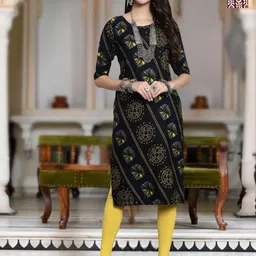 Moda Rapido Selection Of 2 Bandhani Printed Round Neck Straight Kurtas-image-56