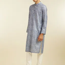 Diwas by Manyavar Abstract Printed Mandarin Collar Straight Kurta with Pyjama image 3