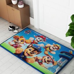 Athom Living Blue & Green Paw Patrol Themed Printed Anti Skid Doormat-image-2