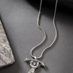 The Roadster Lifestyle Co. Stainless Steel Silver-Plated Hanuman Pendant With Chain-38