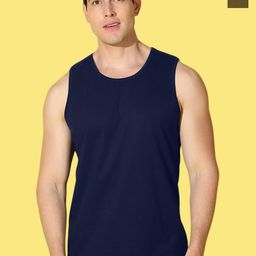 WOOSTRO Pack Of 2 Printed Combed Cotton Gym Vests VWS26(MORE OLIVE)(PLAIN NAVY)-image-67