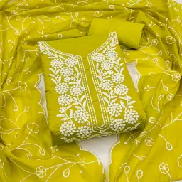 Unstitched Chanderi Salwar and Dupatta Material Embroidered-image-19