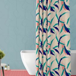 ArtzFolio Blue and Beige Abstract Printed Waterproof Shower Curtain-23
