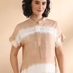 Maaesa Tie and Dye Mandarin Collar Top-image-32