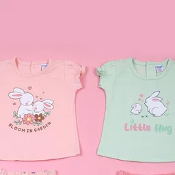 V-Mart Infant Girls Pack Of 2 Printed Round Neck T-shirt With Shorts-image-95