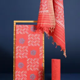 Taavi Floral Block Printed Pure Silk Unstitched Dress Material-image-71