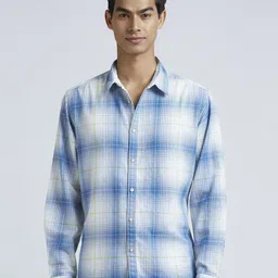Pepe Jeans Men Spread Collar Tartan Checked Cotton Casual Shirt-picture-0