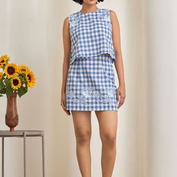 Maisolos Pheobe Checked Pure Cotton Crop-Top With Mini Skirt Co-Ords-picture-19