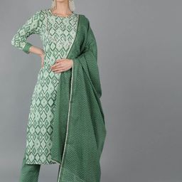KALINI Women Printed Regular Gotta Patti Pure Cotton Kurta with Trousers & With Dupatta-picture-35