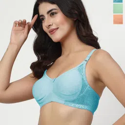 LILY Women Pack Of 3 Solid Bralette Bra Full Coverage-6
