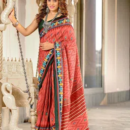 Panzora Geometric Printed Ikat Saree-image-66