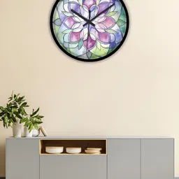 OLIVE TREE Black & Green Printed Contemporary Wall Clock-image-52