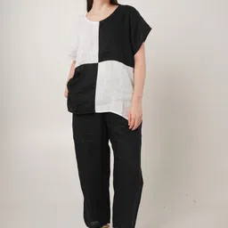 Fabulous Colorblocked Pure Linen Tunic & Trouser Co-Ords-image-65