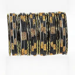 SAVORADE Set Of 24 Black Glass Bangle-picture-23