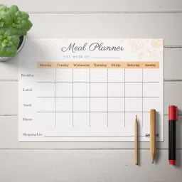 Weekly Meal Planner with Fridge Magnet | Undated Tear-Off Planning Sheets A4 Note Pad Multi-Sectional 50 Pages-6
