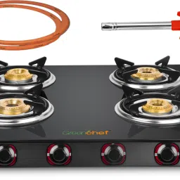 Ebony Pro 4BR ( Hose Pipe + Lighter ) Glass Manual Gas Stove-image-33