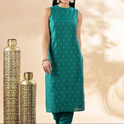 Anouk Ethnic Motifs Printed Round Neck Straight Kurta with Trousers-picture-24