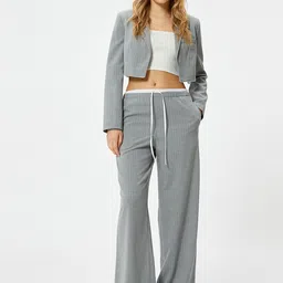 Koton Striped Single Breasted Crop Blazers-picture-32