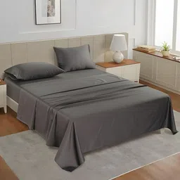 LANE LINEN Charcoal King Bedsheet with 2 Pillow Covers-image-0