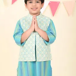 Fabindia Boys Printed Cotton Woven Nehru Jacket-picture-28