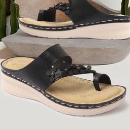 STEPIZIA Women One Toe Floral Embellished PU Comfort Sandals-picture-20