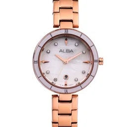 ALBA White Mother of Pearl With Rose Gold Strap-AH7AW6X1-50
