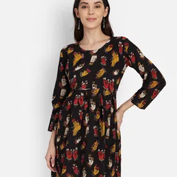 SAHORA Floral Print Block Print Cotton Empire Longline Top-image-25