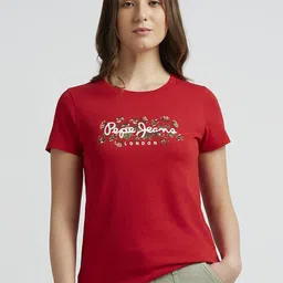 Pepe Jeans Women Typography Printed Round Neck Pure Cotton T-shirt-picture-30