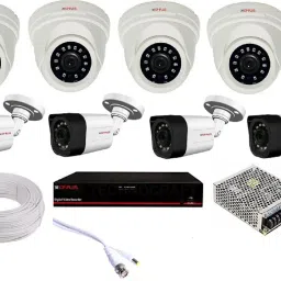 CP PLUS 4 dome 4 bullet (2.4mp), 8 channel dvr, 8 channel power supply, 90m wire bundle, bnc dc connectors without hard disk Security Camera-25